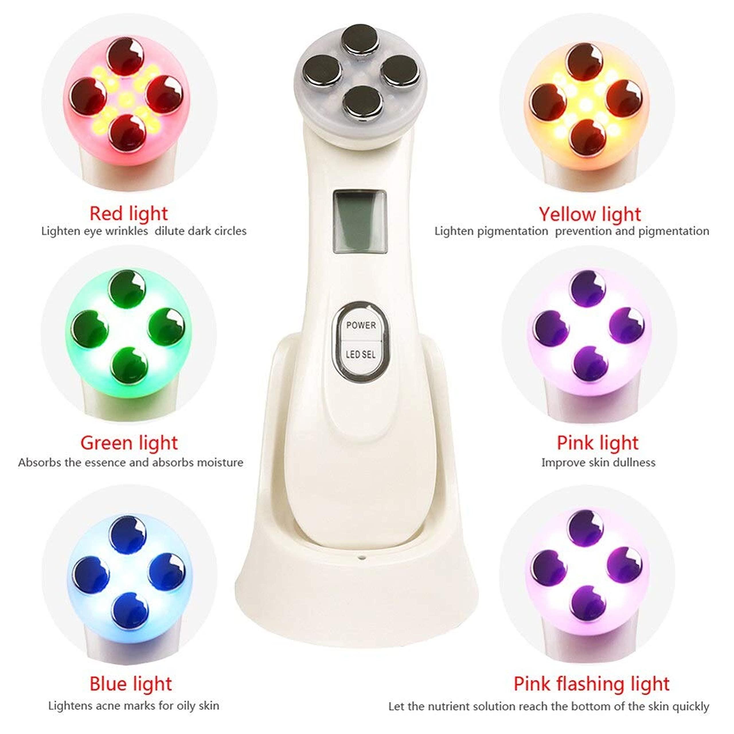 Dealsure Dealsure 5 In1 Facial Lifting Machine, LED Light Therapy Wrinkle Remover Skin Tightening Anti Aging Skin Rejuvenation Massager 5 in 1 RF EMS Beauty Device for Women