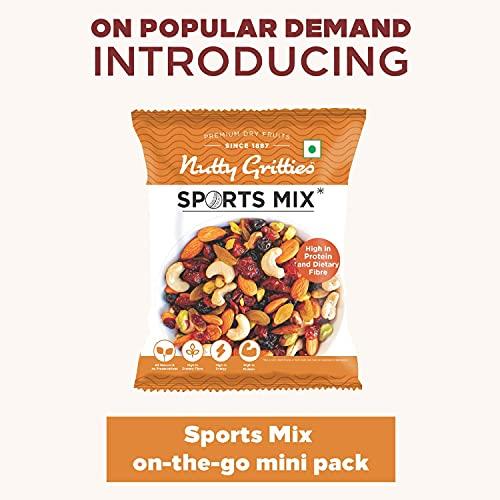 NUTTY GRITTIES Nutty Gritties Sports Mix (Almonds, Cashews, Pistachios, Cranberries, Blueberries, Raisins), Pack of 10-30g Each, 300g