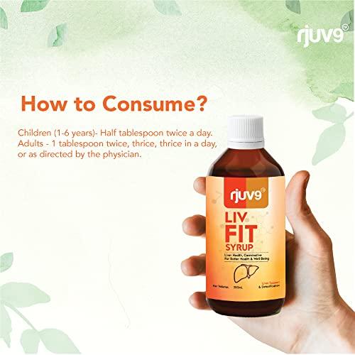RJUV9 Rjuv9 Liv Fit Syrup - 200ml, Detox & Repair Fatty Liver Formula, Viral Liver Infection, Maintain the Functionality, Cleanse Supplement, Premium Liver Health for Men & Woman, Herbal Extract.