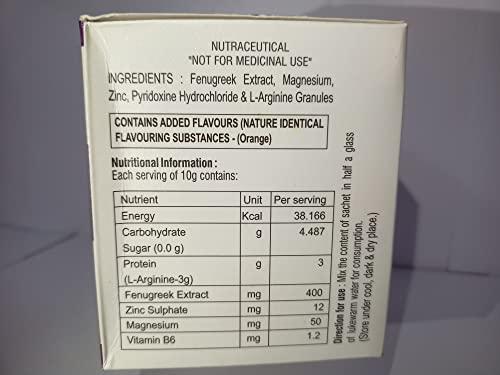 Desire-X British Phytonutrients Desire-X Fenugreek Extract,Magnesium,Zinc,Pyridoxine Hydrochloride & L-Arginine Granules Sachets[10 Servings]|Revitalizes Life|Enhance Energy Levels|Improve Physical Performance