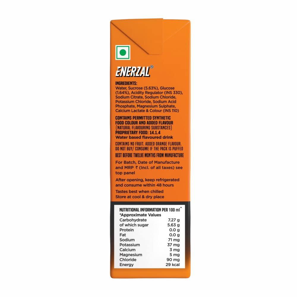 Enerzal Enerzal Energy & Electrolyte Drink Orange Flavour Liquid 200ml | Pack of 30 with 6 Units Complimentary