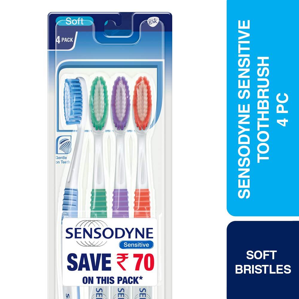 Sensodyne Sensodyne Toothbrush: Sensitive toothbrush with soft rounded bristles, 4 pieces