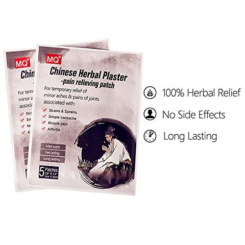 MQ Chinese Heat Therapy Patch Black Plaster Pain Relief Patch for Bruises,Swelling,Muscle/Joint/Low Back Pains,50 Patches/10 Packs