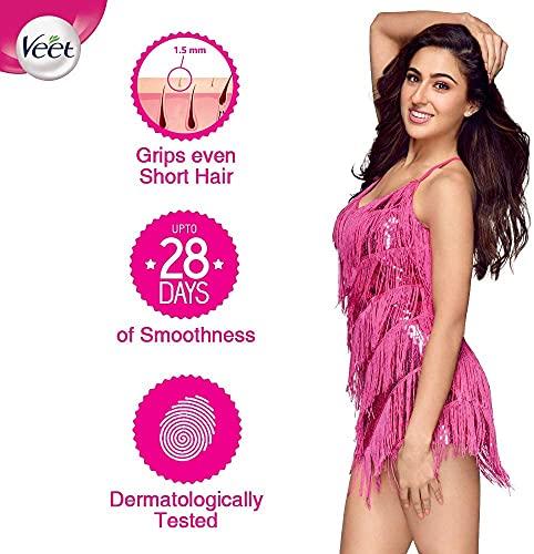 Veet Veet Hair removal cream- Normal skin-50 gm & Full Body Waxing Kit Easy-Gelwax Technology Normal Skin - 20 Strips with free Veet Glow It Girl pouch, Pink, 50 g (Pack of 1)