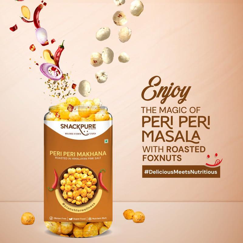 SNACKPURE BY ZUARI wellness in every crunch Snackpure Flavoured Makhana Peri Peri Flavour Makhana (75 Gm) | Roasted Makhana Snacks Roasted in Himalayan Pink Salt | Gluten-Free Healthy Snacks Superfood | Nutrient Rich Trans-Fat Free Crunch