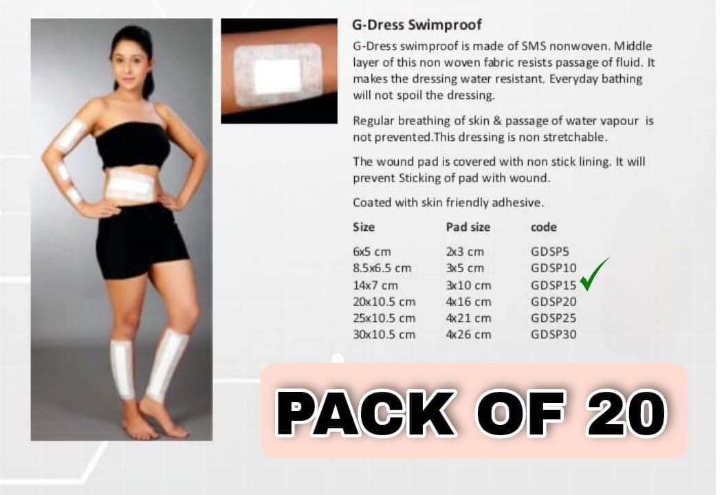 SURGIWEAR G DRESS 15,G DRESS SWIMPROOF BANDAGES,GDSP 15,PACK OF 20