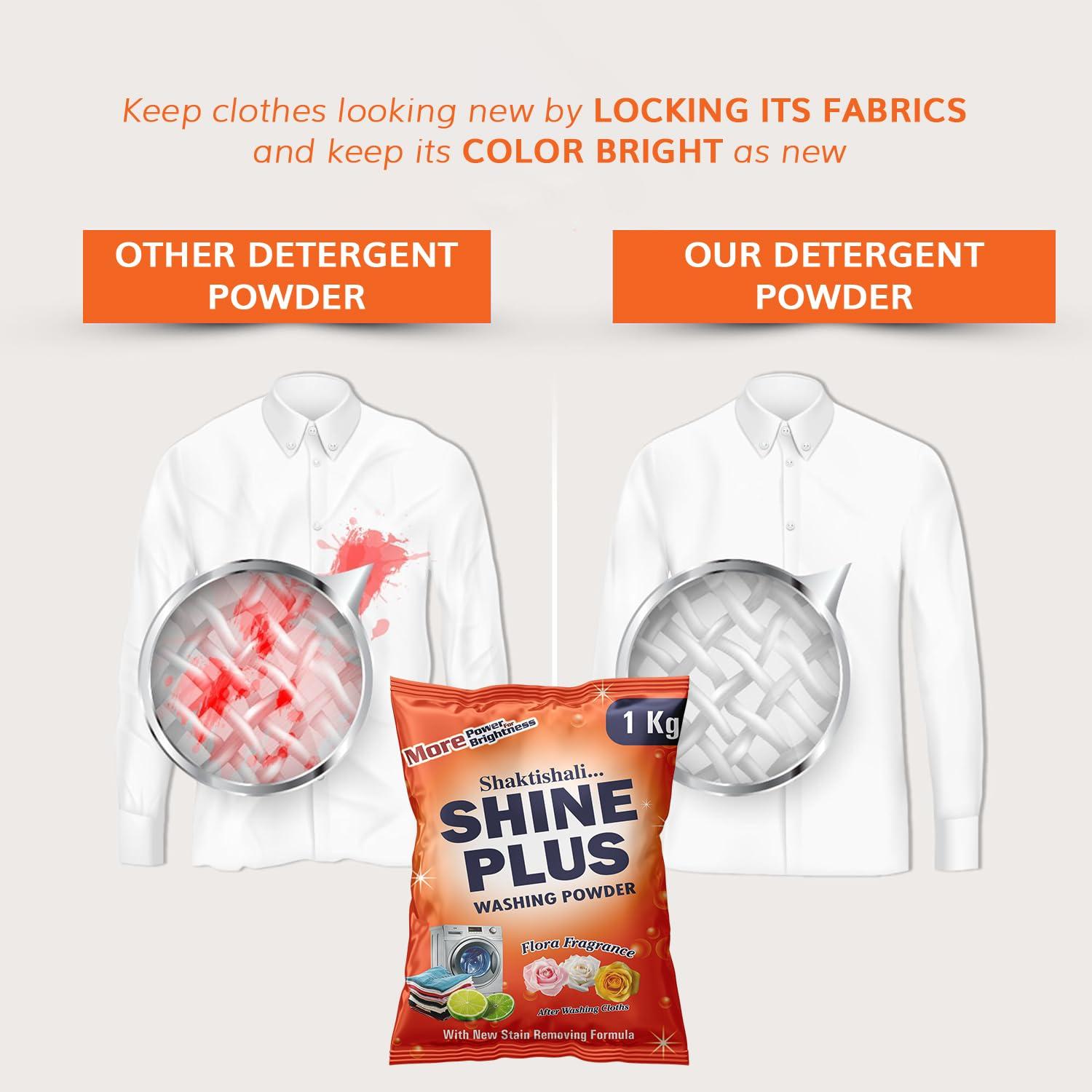 Shaktishali SHINE PLUS Shaktishali SHINE PLUS Detergent Washing Powder 1 kg | Free Scoop | Double Power Premium Detergent Powder | Dissolves Easily