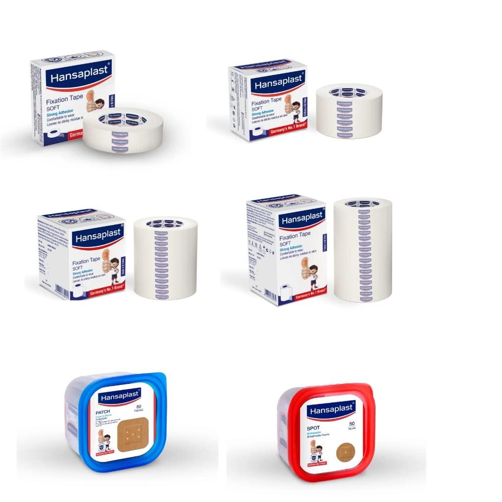 Hansaplast Hansaplast Fixation Tape (1.25cm, 2.5cm, 5cm, 7.5cm), Spot & Patch Plaster | Small and round bandages for cuts and wounds