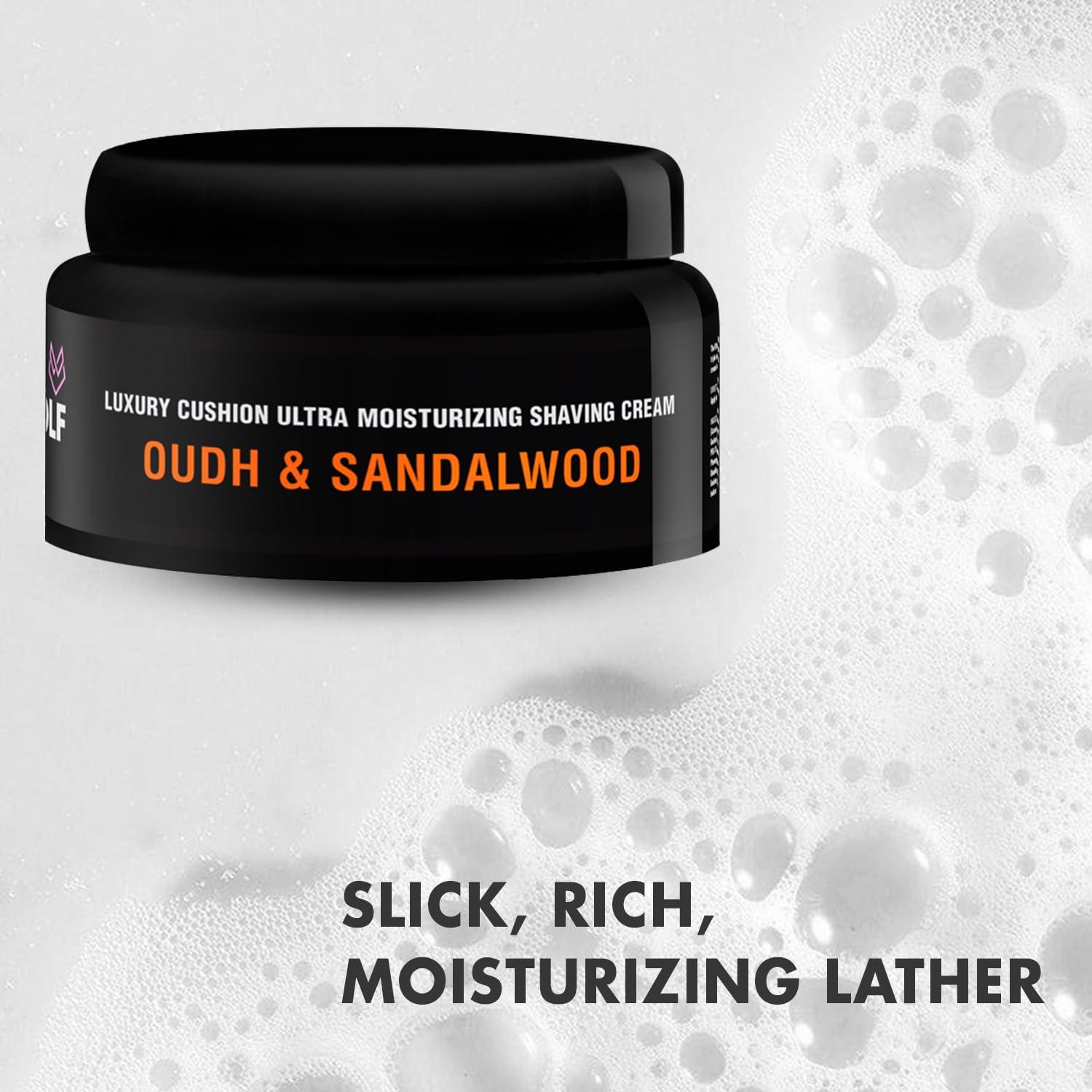 Pink Woolf Pink Woolf Moisturizing Oudh & Sandalwood Shaving Cream For A Close, Comfortable, Irritation Free Smooth Shave, Smells Great, Hydrate, Soften Beard - 100 G