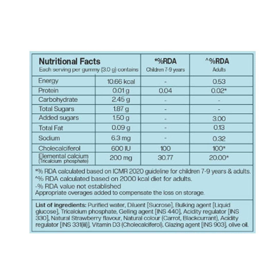 THE CO BEING The Co Beings Calcium Gummies with Vitamin D3 for Men, Women, and Kids, Vitamin D Supplement for Stronger Bones, Joints, and Teeth Health, Dairy Free, Vegan, 30 Day Supply, Natural Strawberry Flavour