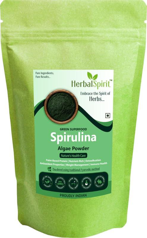 HerbalSpirit Herbal Spirit Spirulina Powder Organic, 100gm | Spirulina Algae Powder | Green Spirulina Powder | Healthy Organic Spirulina Powder | Superfood Greens Powder | Blue Green Algae Superfood Powder |