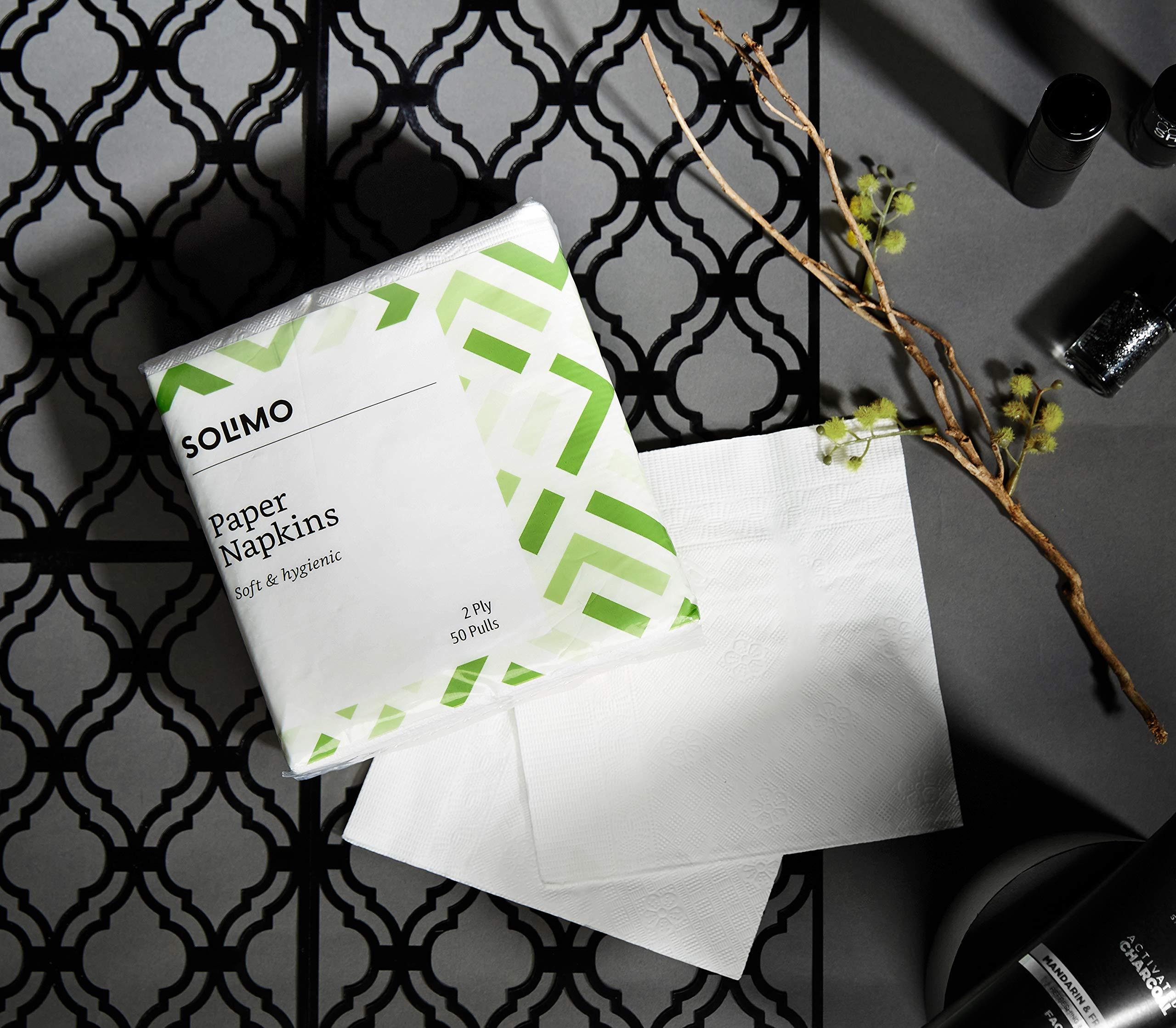 Amazon Brand - Solimo Amazon Brand - Solimo 2 Ply Facial Tissues Carton Box - 200 Pulls (Pack of 3) & Amazon Brand - Solimo 2 Ply Paper Napkins - 50 Pulls (Pack of 4)