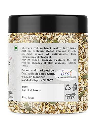 DHAWAK Dhawak Roasted Seeds Mix - 250 Gms. | Roasted and Lightly Salted (Pumpkin Seeds, Sunflower, Sesame, Flax Seeds, Watermelon Seeds), Seeds Mix for Eating |Jar Pack|
