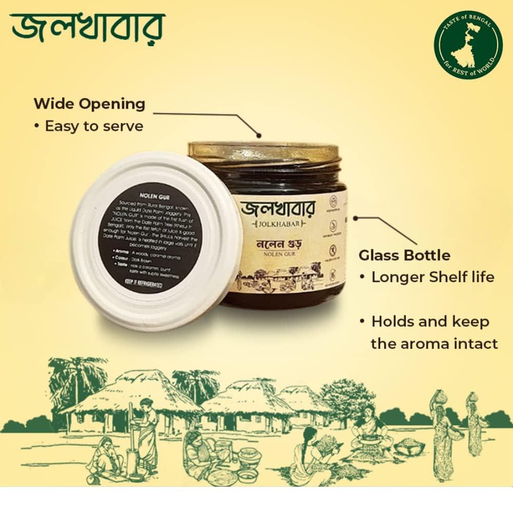 JOLKHABAR JOLKHABAR Nolen Gur - Liquid Date Palm Jaggery - Khajur Gur from Bengal Nalen Gur - Fresh & Pure - 100% Farm to Fork Traceability- 400gm