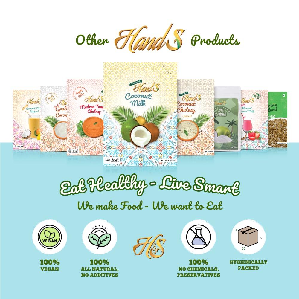 HandS HandS Fresh Wet Grated Coconut Kernel | 200 gms X Pack of 2 | No added Preservatives or Chemicals | No need to add Water | Vegan and Keto Friendly | Easy Ingredient for South Indian Dish Preparation