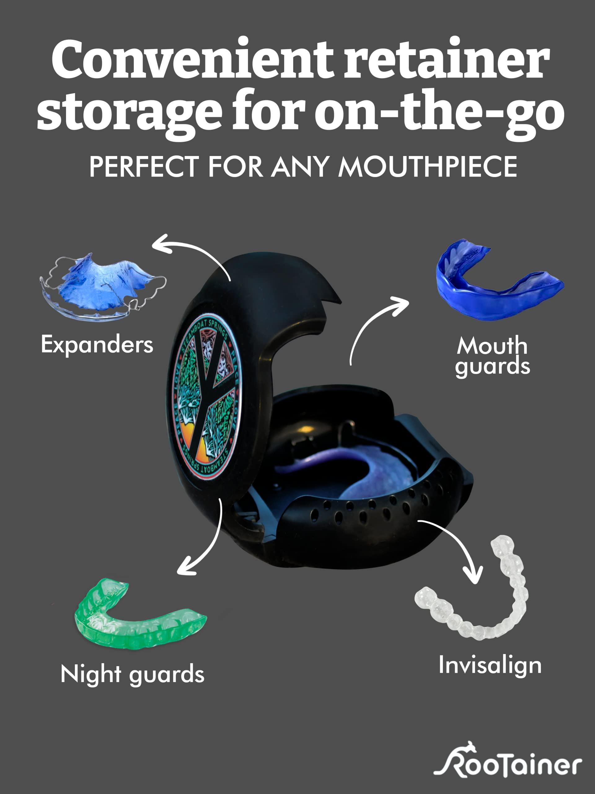Rootainer RooTainer Premium Retainer Case with Clip Cool Rugged Holder for Retainers, Mouth Guard or Invisalign for On-the-Go Adventures Kids & Adults Safe & BPA Free with Vent Holes Made in USA