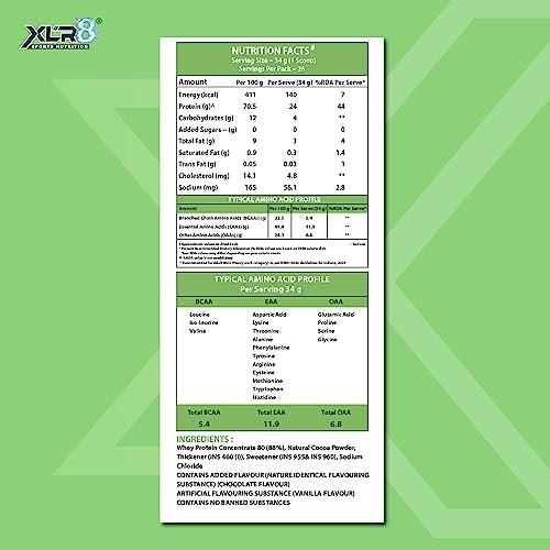 XLR8 XLR8 Whey Protein Powder with 24 g Protein Content & 5.4 g BCAA (907 g, Chocolate)