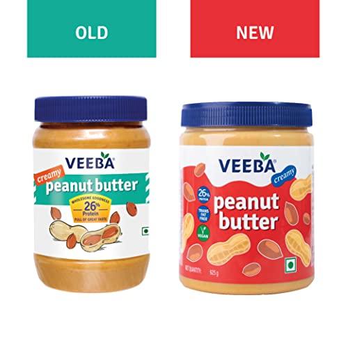 VEEBA Veeba Creamy Peanut Butter| High Protein | Naturally Gluten Free | Vegan | Trans Fat Free | No Added Preservatives | No Added Colour & Flavour | Non GMO | 925g