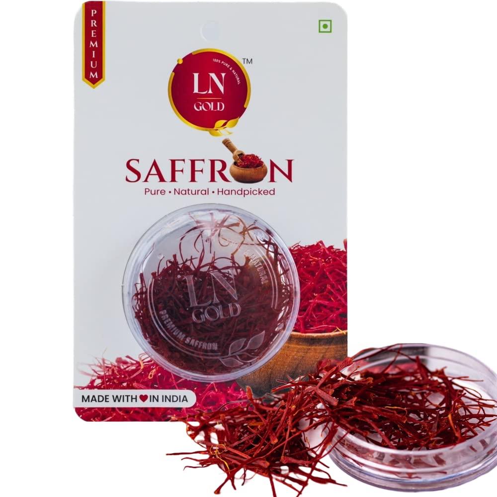 LN Gold LN Gold Saffron 1 Gram (8 Packs) World\'s best saffron/Kesar. 100% Pure Original with Premium packing from Kashmir. Long Strands/thick thread golden color Milk/Rasmlai Biryani Spice Ramzan Special (Pack of 8 ( 8 x 1g = 8gram))