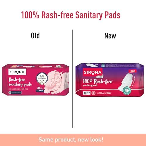 Sirona Sirona Max Sanitary Pads for Women | XL Plus (Pack of 30 Pads) | 100% Rash Free & Toxic-Free | Organic Cotton Sanitary Pad | Up to 0% Leakage, Comfortable & High Absorbency