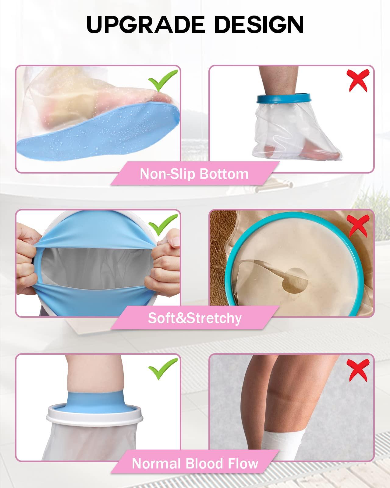 DNEOUXI DNEOUXI Waterproof Cast Covers for Shower Leg Adult, Cast Cover for Leg with Non-Slip Bottom, Watertight Leg Cast Protector for Knee Shank Foot Ankle Surgery Dressing Wound, Reusable