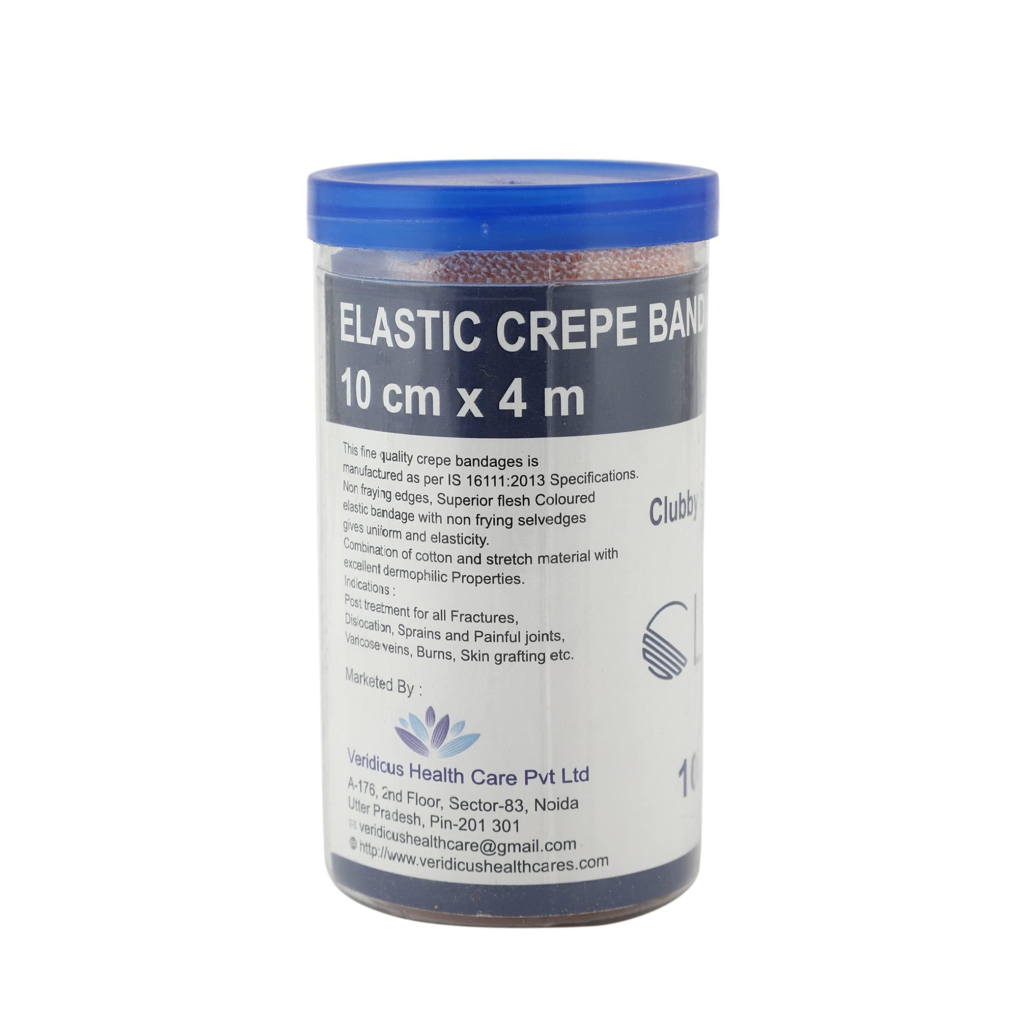 Clubby Clubby Crepe Bandage for knee,leg,wrist,ankle,elbow,hand,foot,finger and toe support(10 cm)(4-M)