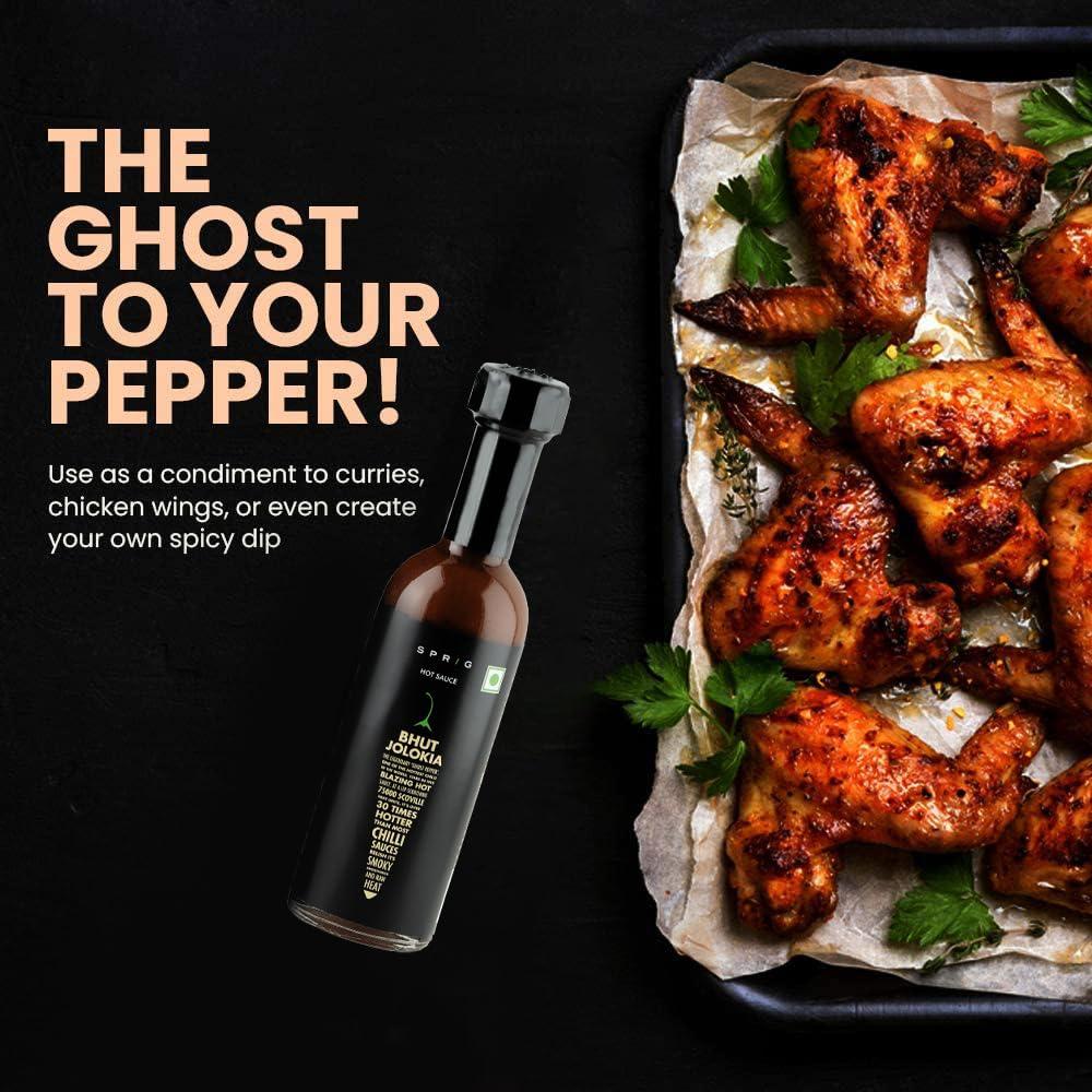 S P R I G Sprig Bhut Jolokia Sauce | Made with Worlds hottest Ghost Peppers | 75,000 SHU | 55 gms