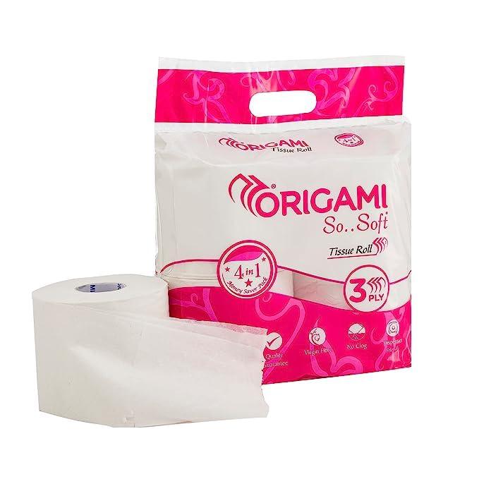 Origami Origami 3 Ply Toilet Tissue Paper Roll Pack of 4 x 12 in a Carton 340 Pulls (Total 48 Rolls, 16320 Sheets)