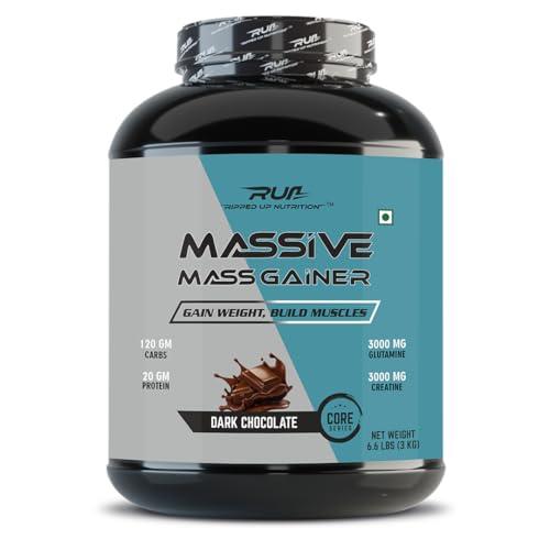 Ripped Up Nutrition Ripped Up Nutrition Massive Mass Gainer 2.72 kg- Gain More Muscle Size & Sturdy Physique with a High-Calorie Formula- Dark Chocolate Flavour