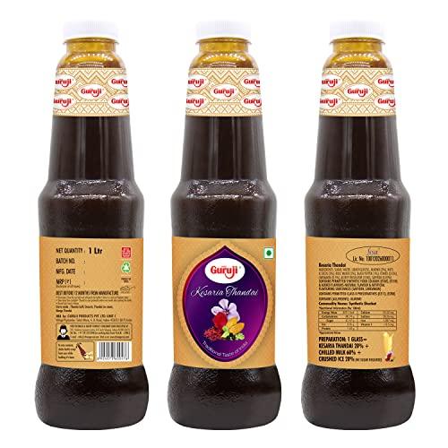 SHREE Guruji Shree Guruji Kesaria Thandai & Butterscotch Badam Dry Fruit Syrup Pack Beverage Refreshing Drink (1 Liter)