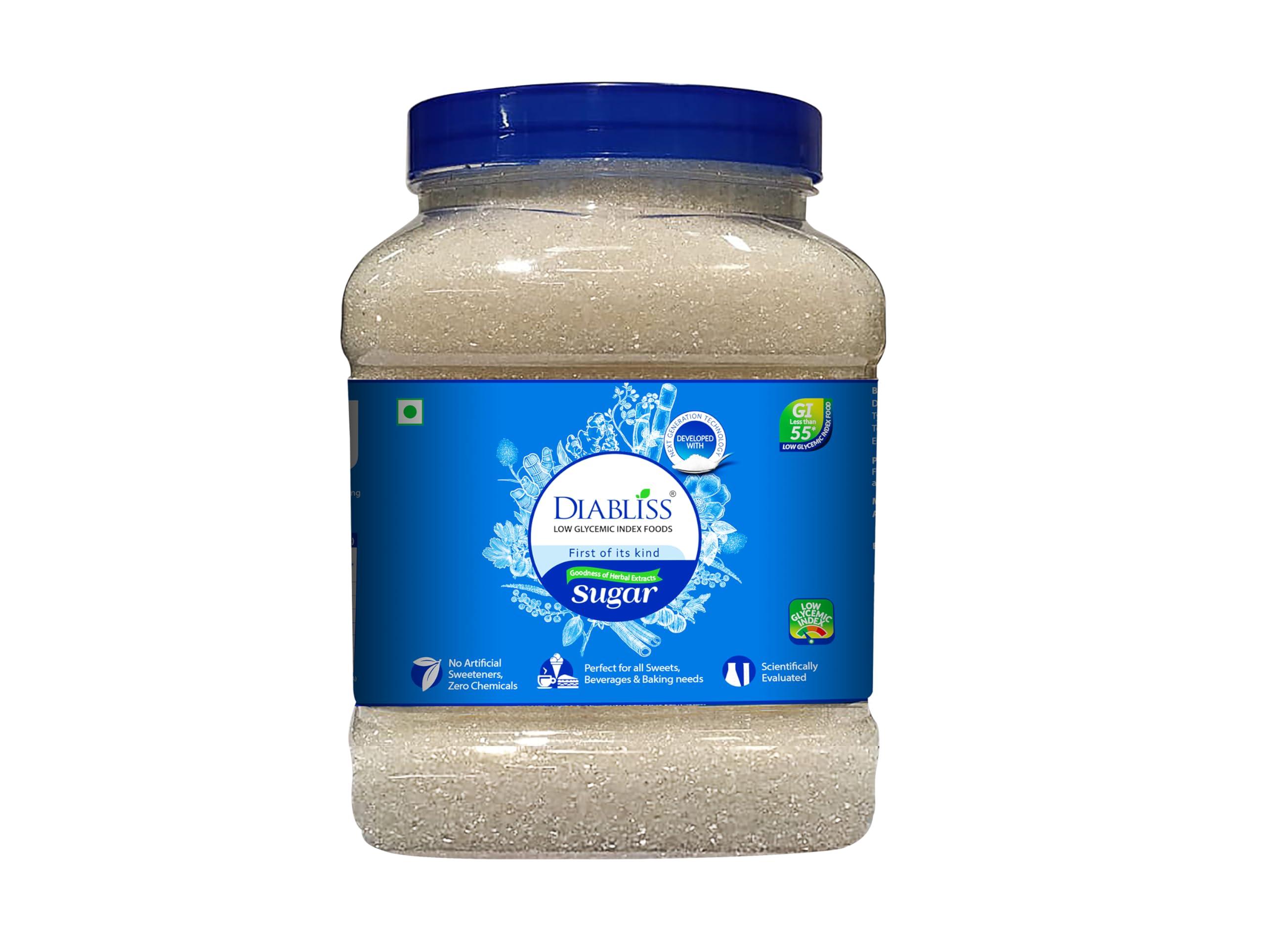 Diabliss Diabliss Diabetic Friendly Herbal Cane Sugar - Free from Chemicals / Artificial Sweeteners - Low Glycemic Index (GI) Diet - Clinically Tested Healthy Natural Substitute For Diabetes / Blood Glucose Management - 1.75Kg Reusable Jar