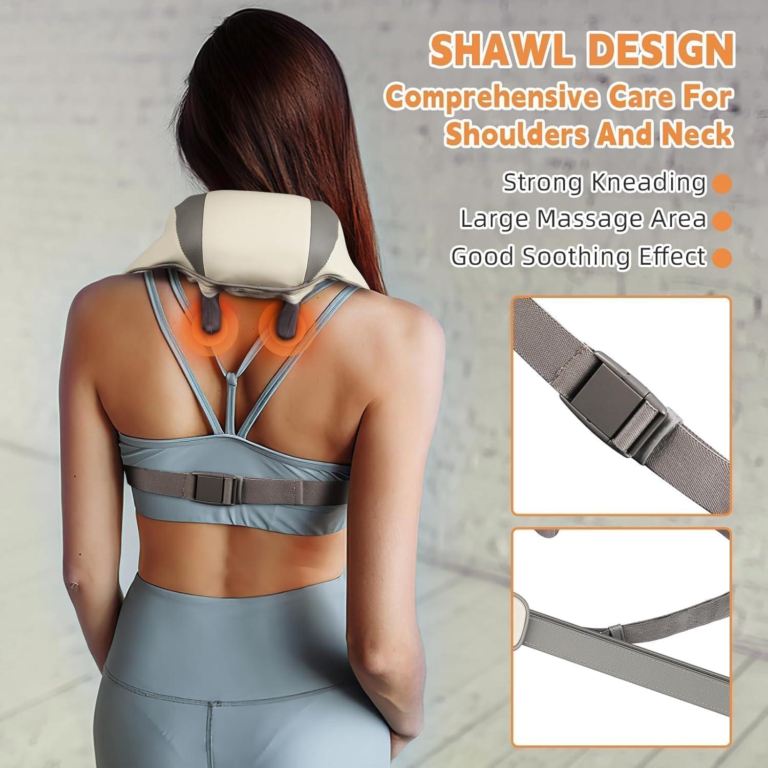 KRLZ KRLZ Neck and Back Massager with Heat,Neck Massager,Shiatsu Massager Pillow for Neck,Back,Shoulder,Legs,Body Pain Relief,Electric Rechargeable Deep Tissue 5D Kneading Massage Machine