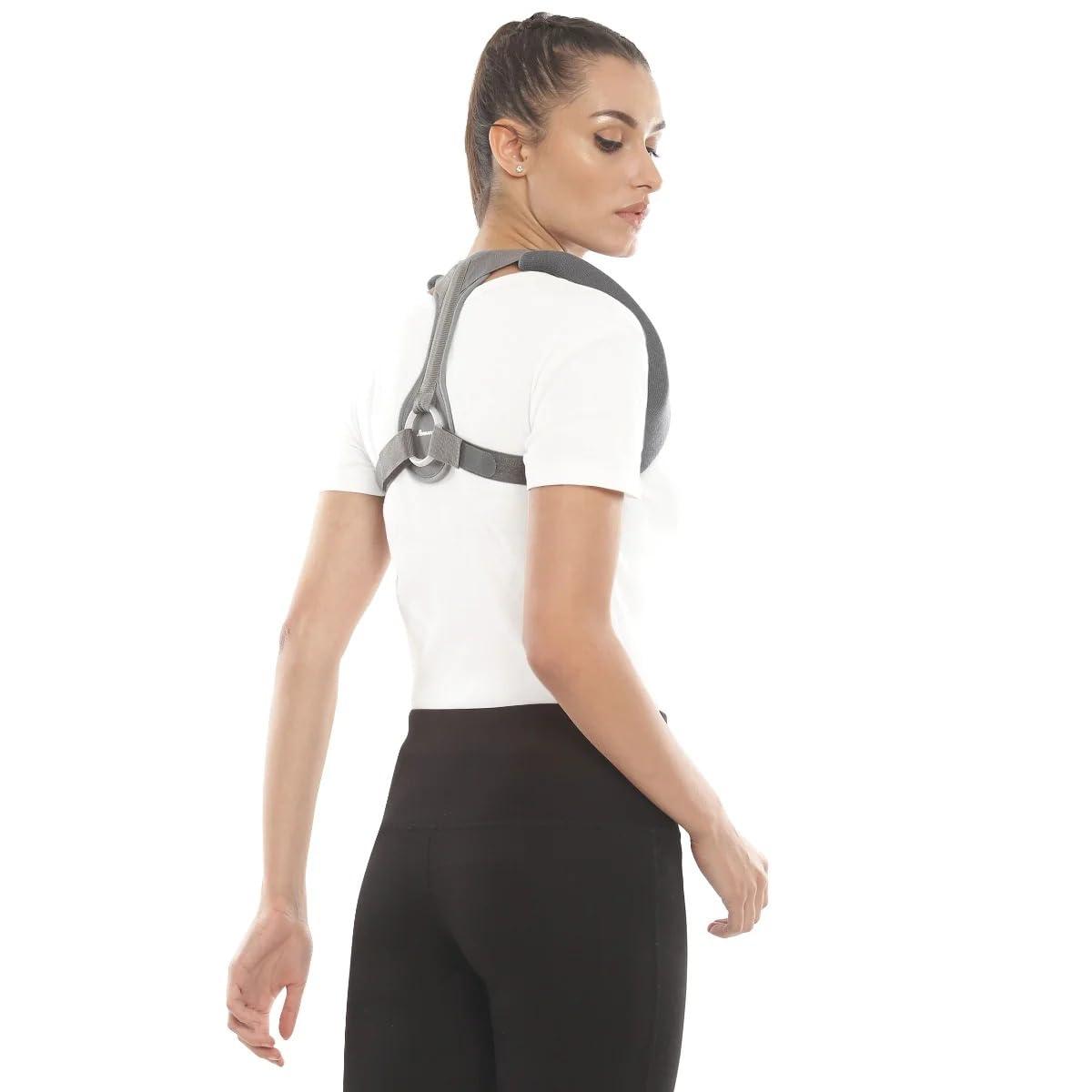 Romsons Clavicle Brace With Velcro|Adjustable Belt For Back & Shoulder Support|Relief from Injury and Fractures|Straightener Brace For Spine & Body Posture Correction|Size - Large