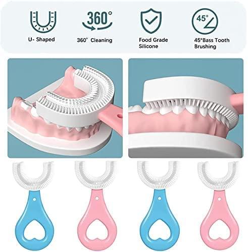 DIBEJI DIBEJI Toothbrush for Kids 3-5 Years Children U Shape Toothbrush Baby Brush Teeth Cleaner Silicone Tooth Brush Head 360 Degree Cleansing Infant Toothbrush (Multicolor)