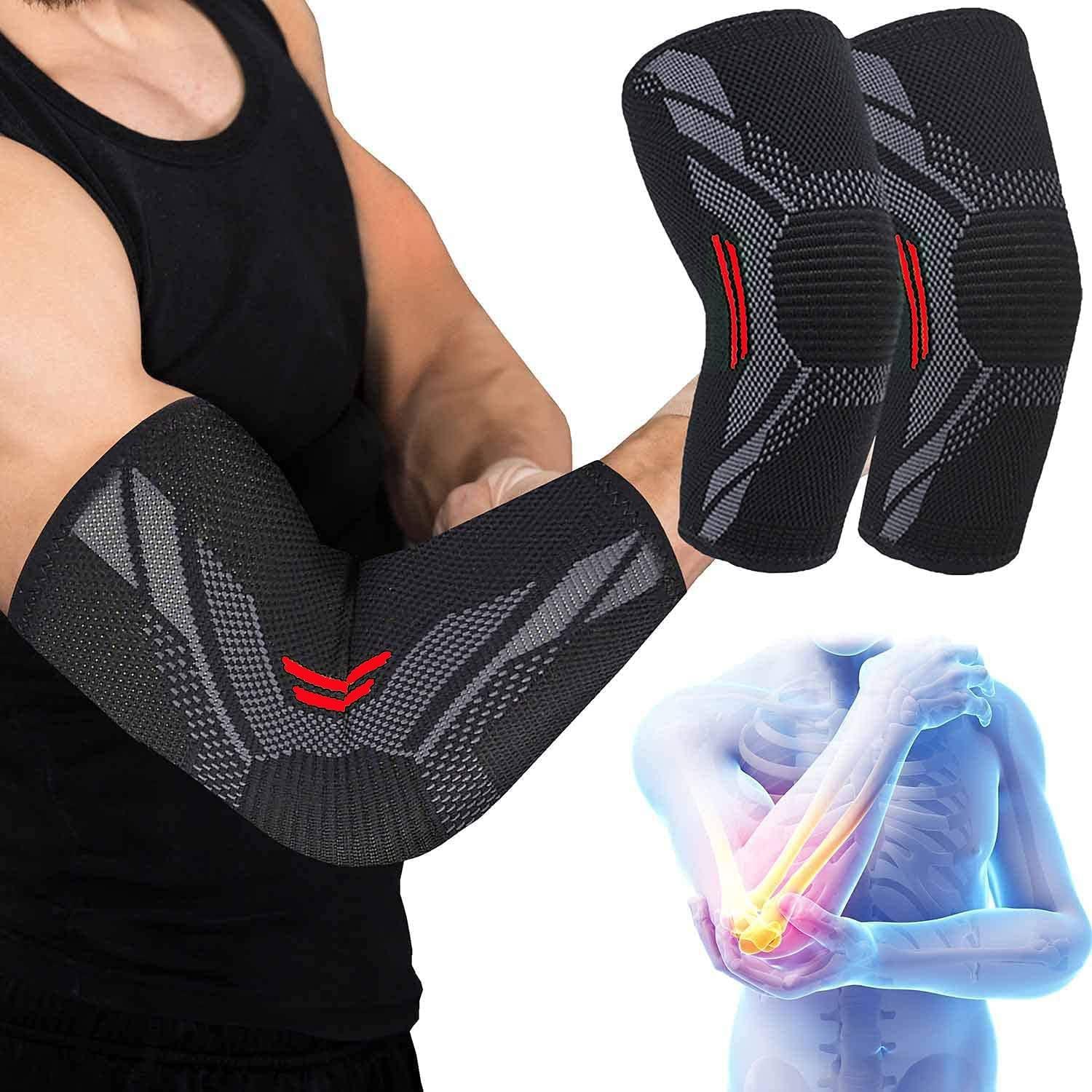 serveuttam serveuttam Nylon Elbow Support For Gym (1 Pc) - Elbow Brace For Men Women Workout | Elbow Compression Sleeves For Tendonitis Pain Relief, Tennis, Volleyball, Cricket - Elbow Pain (Robotic Red, M)
