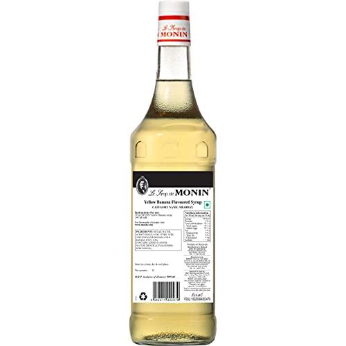 Monin Monin Banana Yellow Flavoured Syrup, 1000 ml, Clear Light Gold, Large
