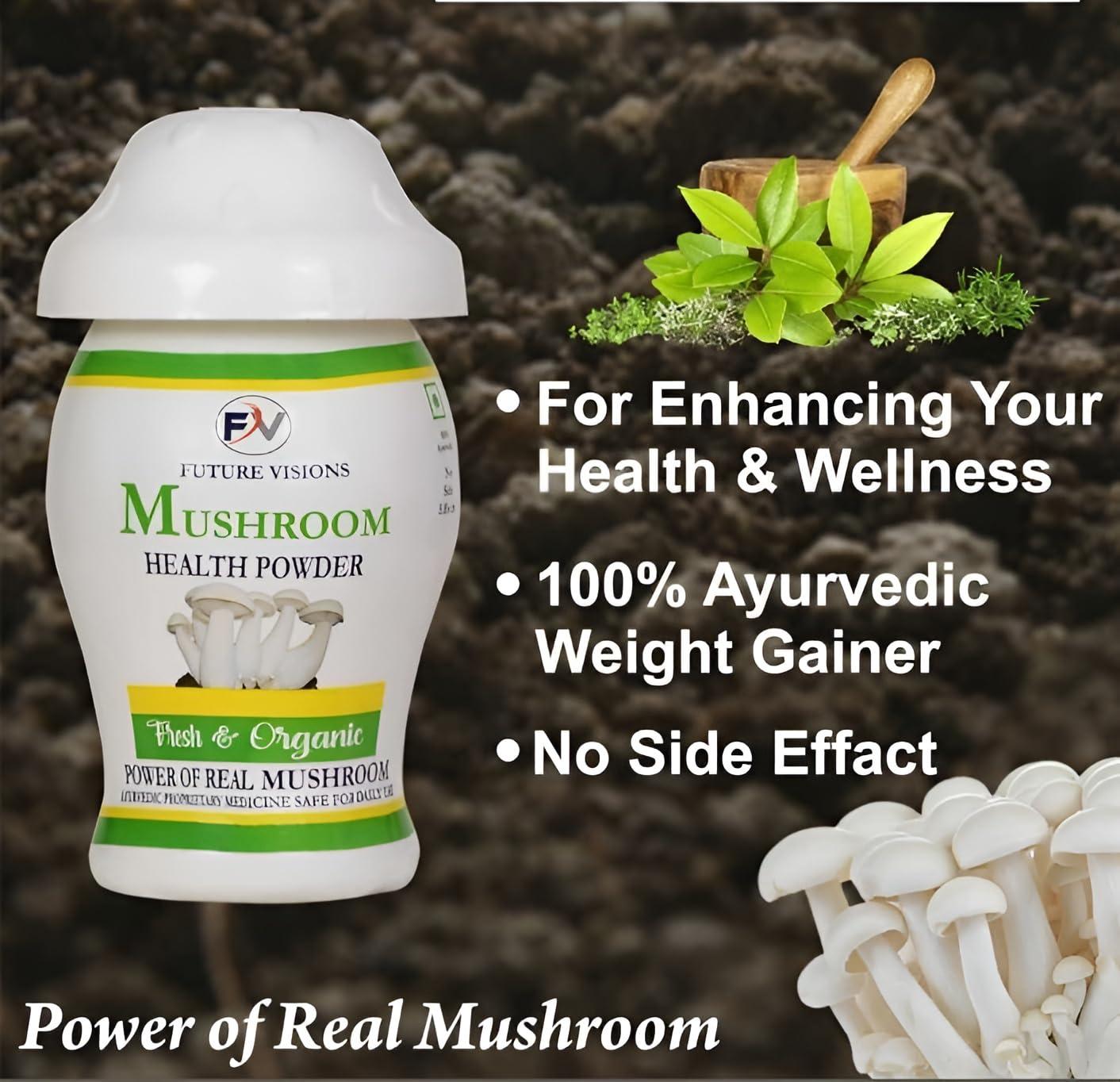 STAR SUNLITE STAR SUNLITE Mushroom Health Powder For Men and Women | Fresh and Organic | 100% Ayurvedic Weight Gainer | Net Weight 2 * 100g | Pack of 2