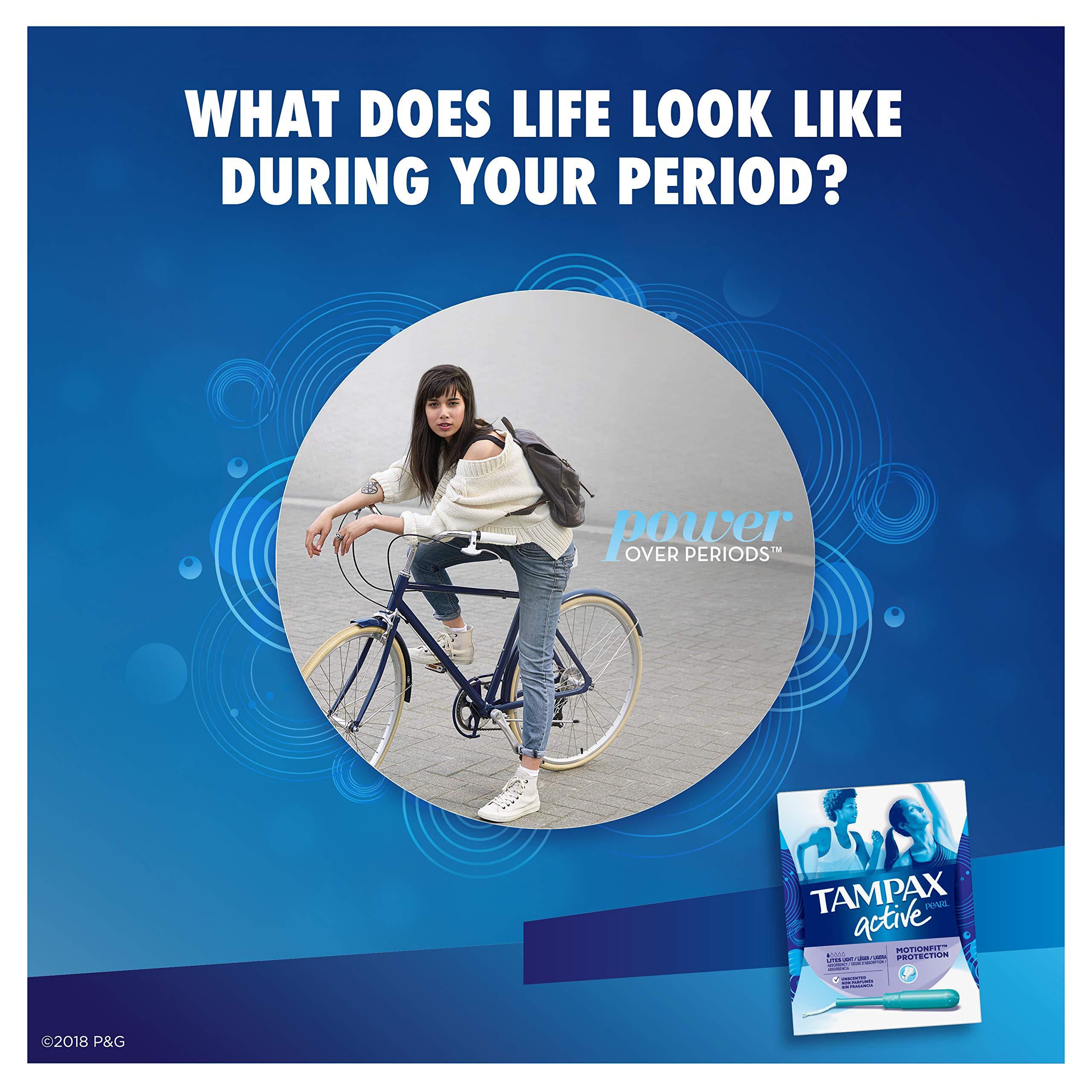 Tampax Tampax Pearl Active Plastic Tampons, Lites/Light Absorbency, Unscented, 18 Count, Packaging May Vary