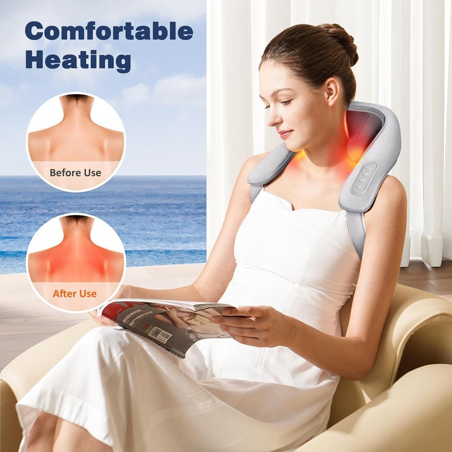 SEAHELTON SEAHELTON Neck and Back Massager, Neck Massager with Heating, Body Massager for Body Aches and Pains Relief, Electric Wearable 5D Cervical Neck Massage Machine for Deep Tissue Neck, Back, Shoulders, Waist and Legs - 6 Month Warranty