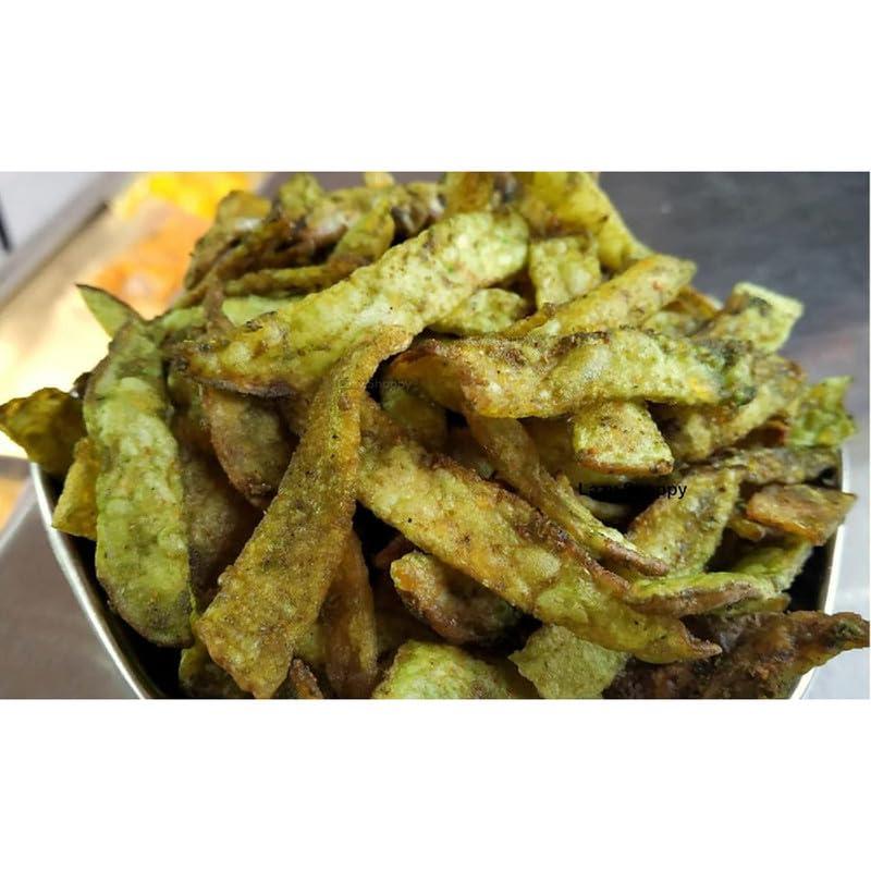 Lazy Shoppy Lazy Shoppy Palak Pudina Chips | Hot Chips | Potato Palak Pudina Palak Chips | Crispy Mint Potato Chips | Green Potato Chips | Home Made Spinach Chips | Pudina Sev | Spicy Chips (1 KG)