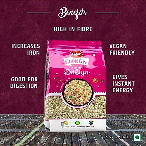 ASHOK NUTRIRICH ASHOK COOKLITE Broken Wheat Daliya Nutritious with High in Protein and Fiber Roasted Gehoon Dalia | Easy to Use No Preservatives (Daliya 1kg)