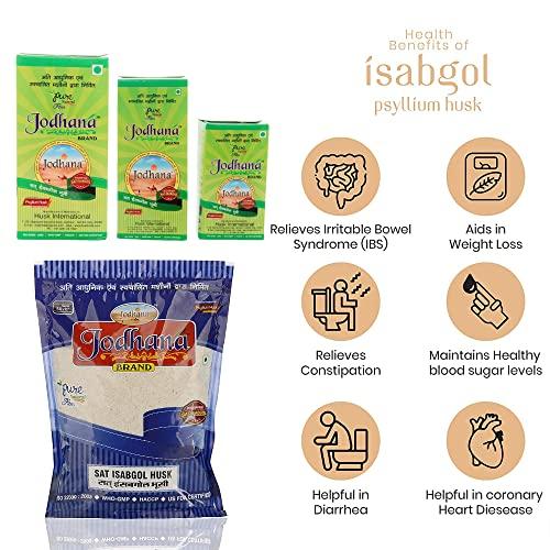 Jodhana Jodhana Psyllium Husk, 500g [Sat-Isabgol] [Pack of 3] [200g x 2 Pcs. & 100g x 1 Pc.]