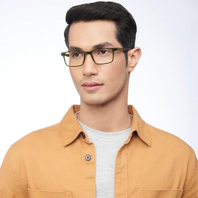 LENSKART BLU LENSKART BLU | Zero Power Blue Cut Computer Glasses | Anti Glare, Lightweight & Blocks Harmful Rays | UV Protection Specs | Green | Men & Women | Medium | LB E14454