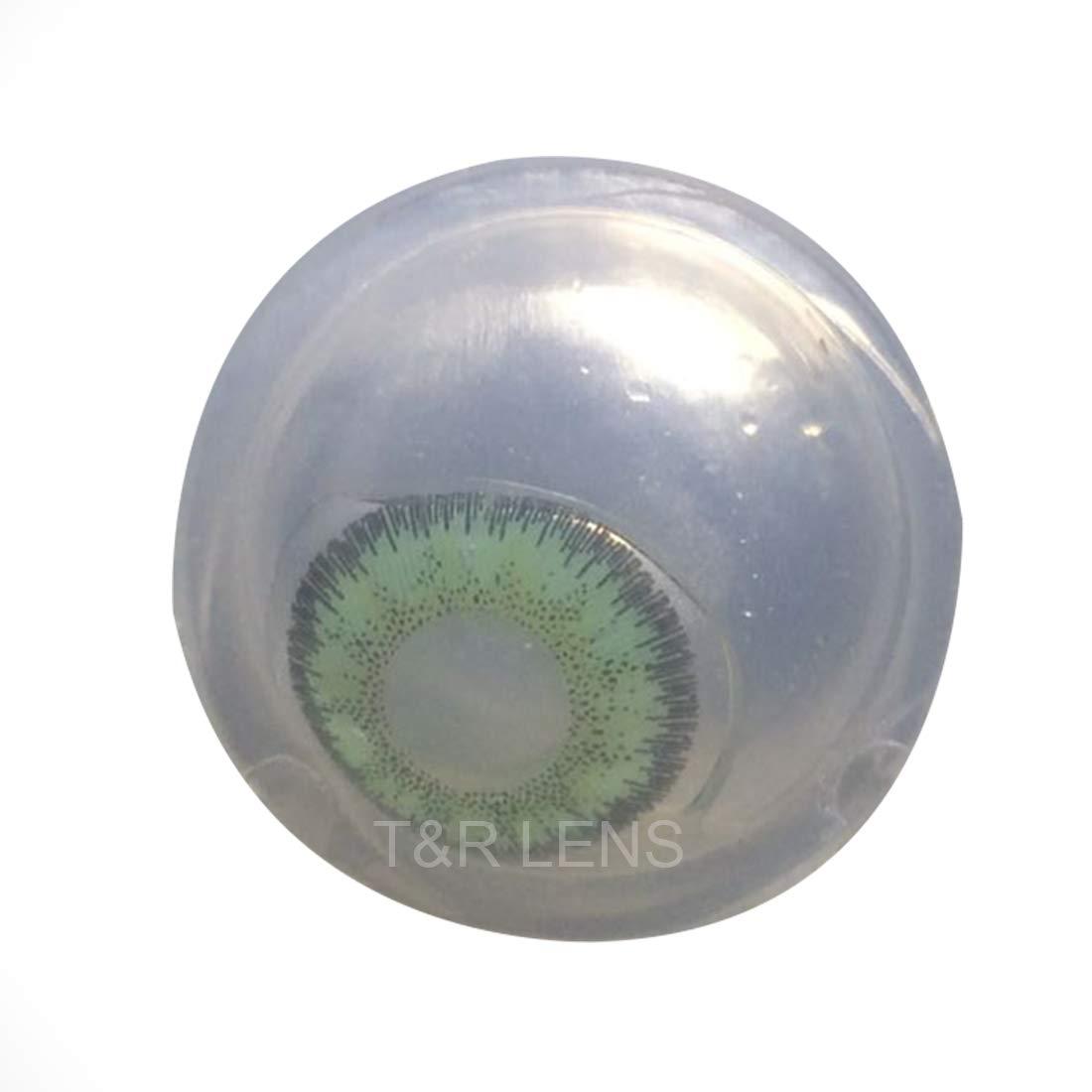Iconic eye Iconic Eye Green Monthly Zero Power Monthly Contact Lens 2+ Multi Plus Solution with Lens Storage Box - By T&R Lens