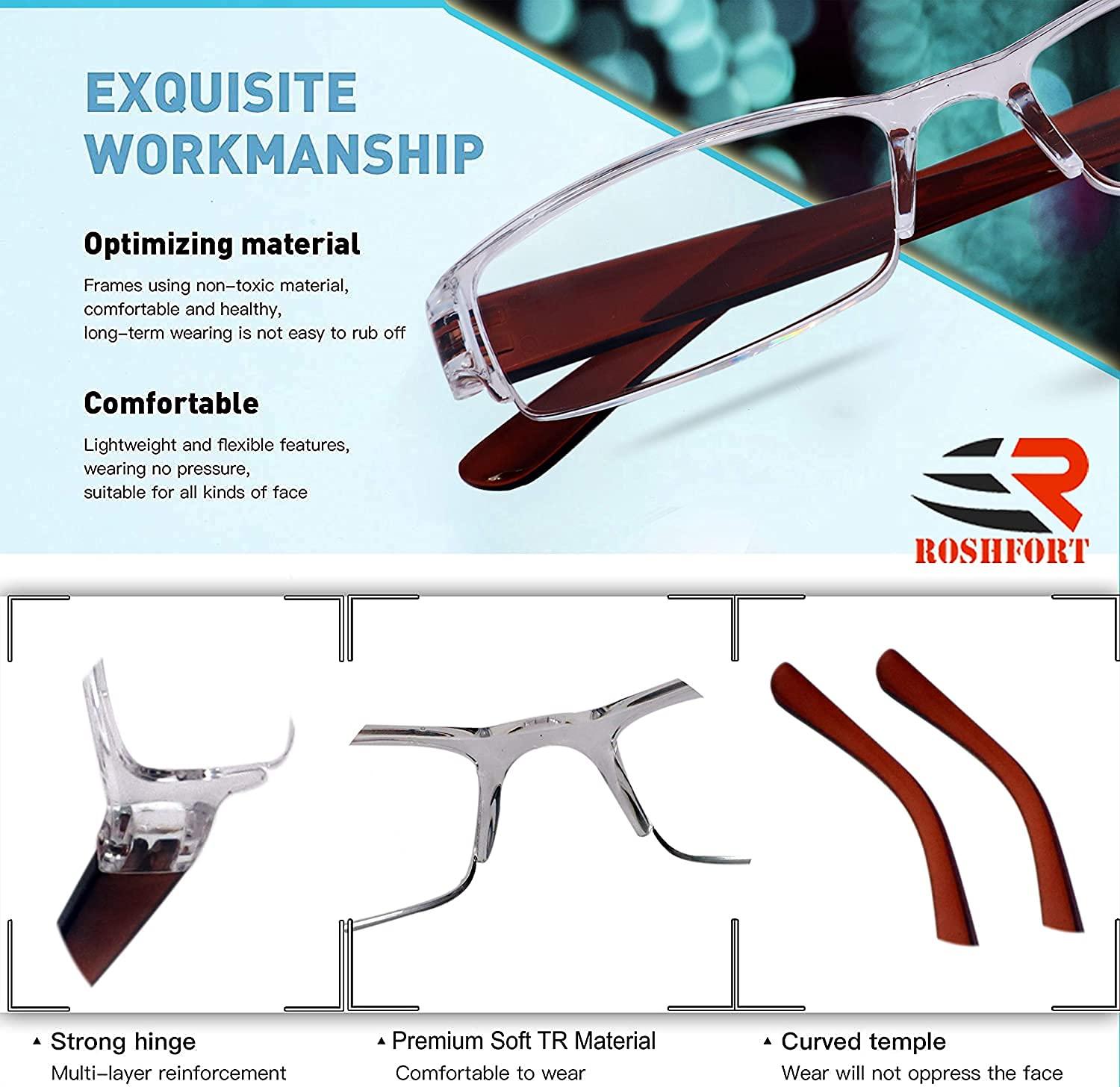 JaniFaoul JaniFaoul Unisex Rectangular Reading Glasses for omen men Trendy Readers Light Filtering Glasses (Brown, 1.5)