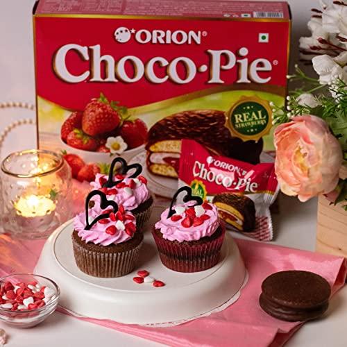 ORION ORION Strawberry Choco Pie - 2 x 12 Piece Pack (24 pies)| Centre-filled Chocolate biscuit