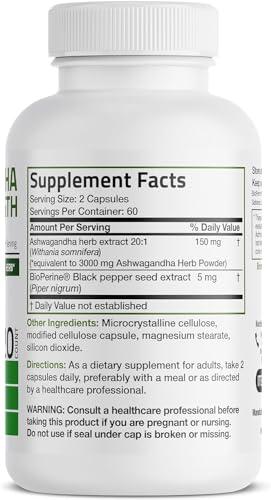 ATHINIKA NUTRITION ASHWAGANDHA EXTRA STRENGTH STRESS & MOOD SUPPORT WITH BIOPERINE - NON GMO FORMULA, 120 VEGETARIAN CAPSULES