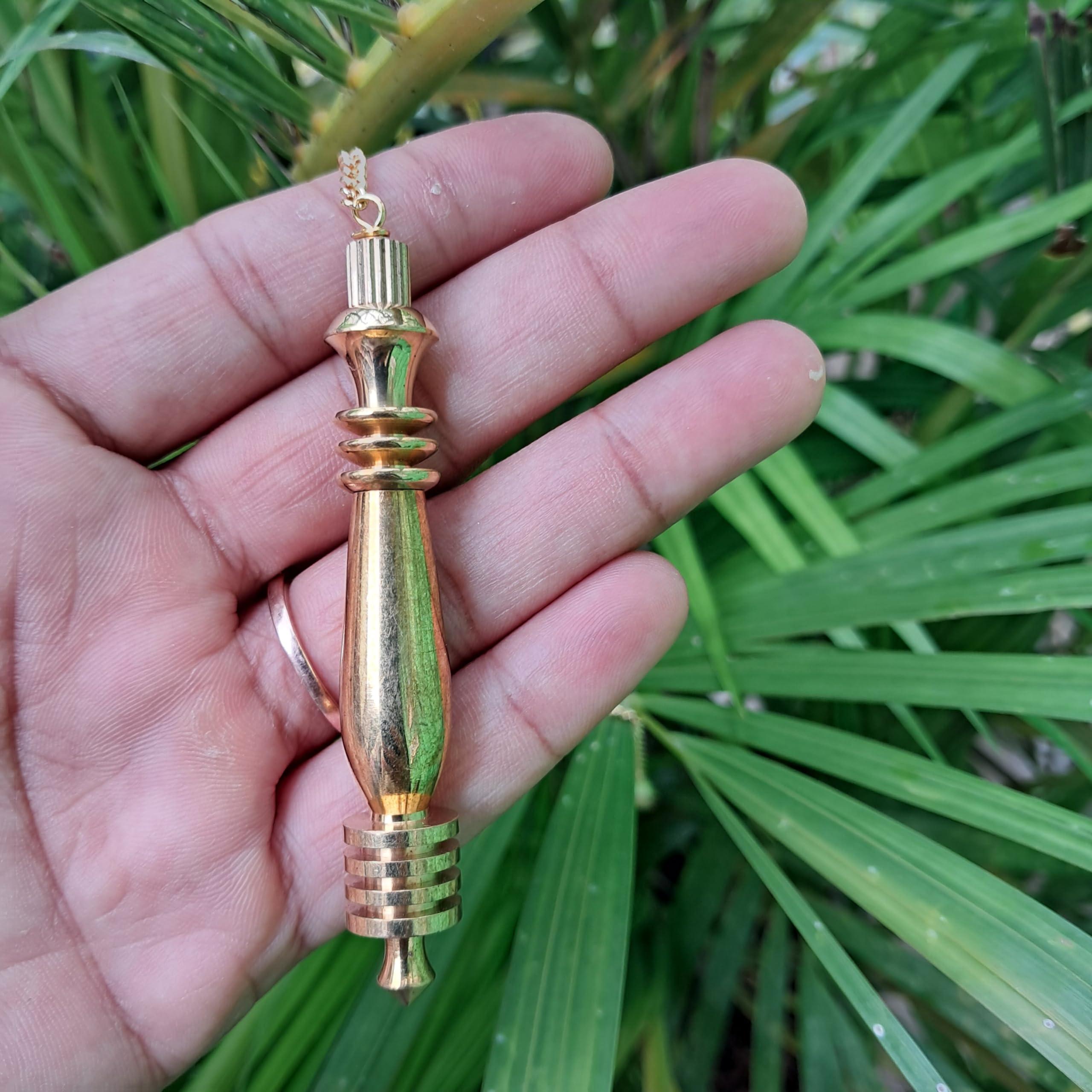 Jet International Crystal Jet Long Karnak Isis Ring Gold Pendulum Plate Chamber w/Chord Reiki Wiccan Free Booklet Jet International Crystal Therapy Healing Dowsing Metaphysical Spiritual Answers Occult Mystic