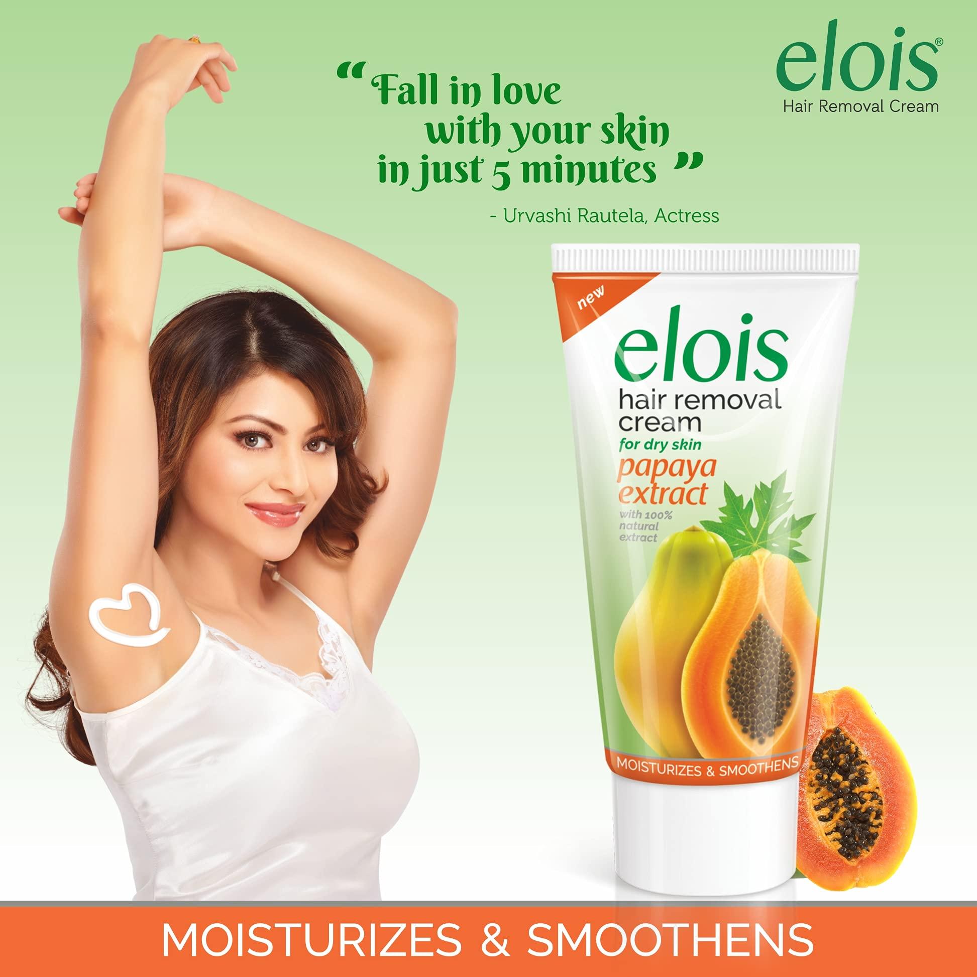 elois Elois Hair Removal Cream for Women | Hair Remover Cream for Bikini Area & Private Parts | Silky Soft Skin with Papaya Essence | 25g (Pack of 4) | For Legs, Underarms & Arms