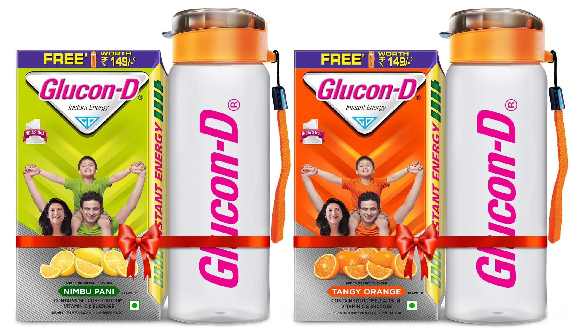 Glucon-D Glucon-D Instant Energy Health Drink Tangy Orange - 1kg Refill with free bottle & Glucon D Instant Energy Health Drink Nimbu Pani - 1kg Refill with Free Bottle